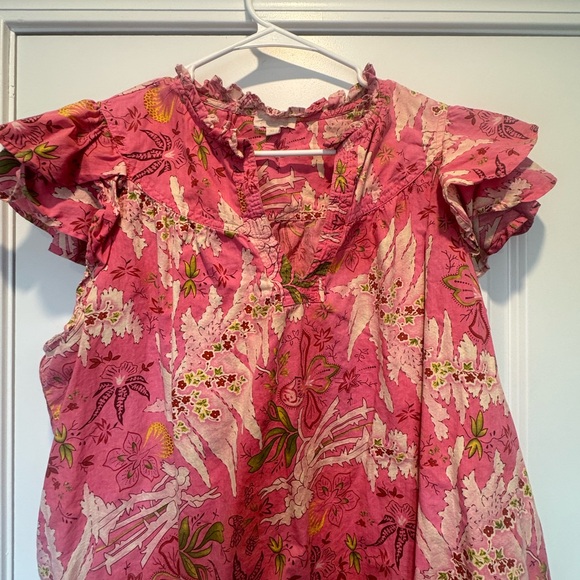 Pink Floral Blouse With Butterfly Sleeves - Picture 4 of 4
